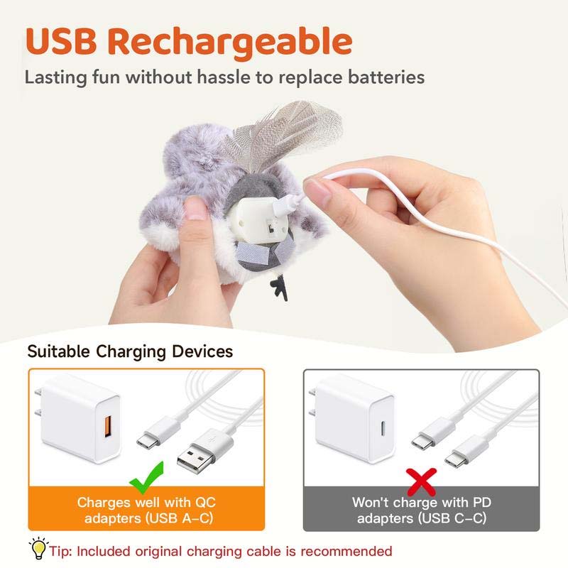 Rechargeable, Interactive Cat Exercise Toys, Lifelike Bird