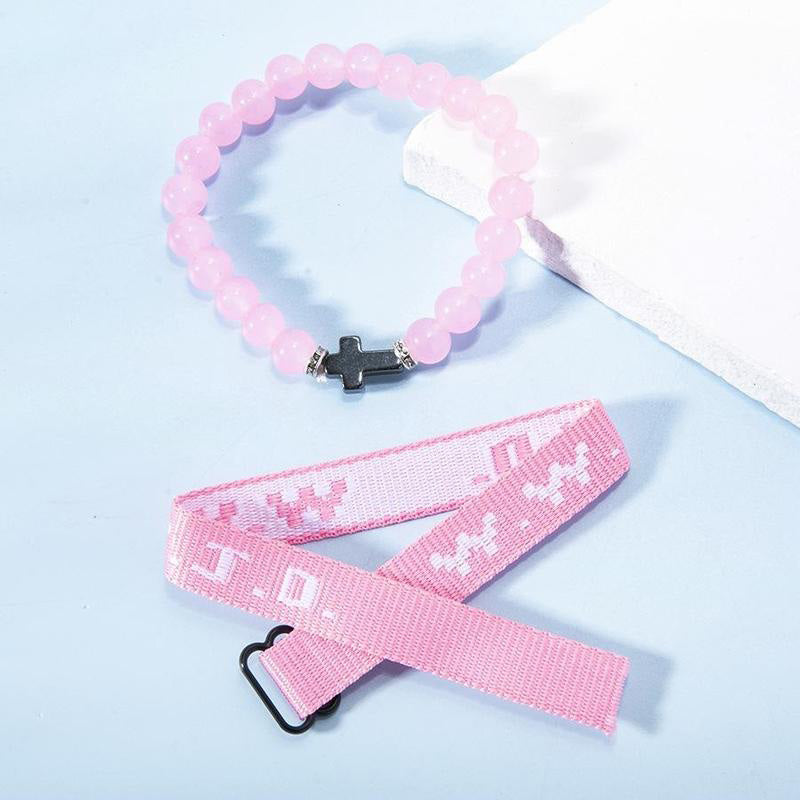 WWJD Cross Beaded Bracelet Set