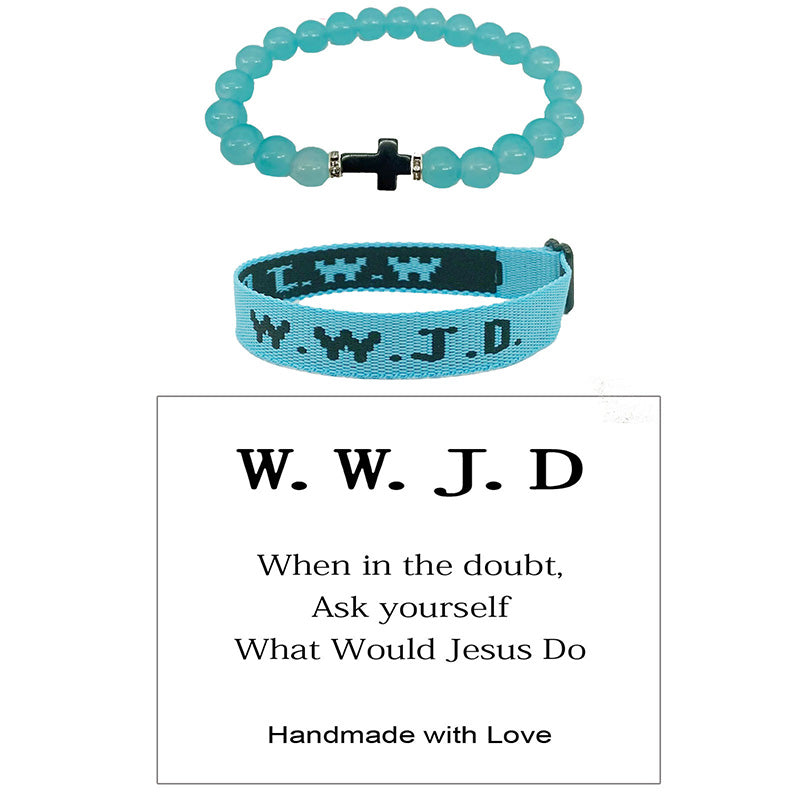 WWJD Cross Beaded Bracelet Set