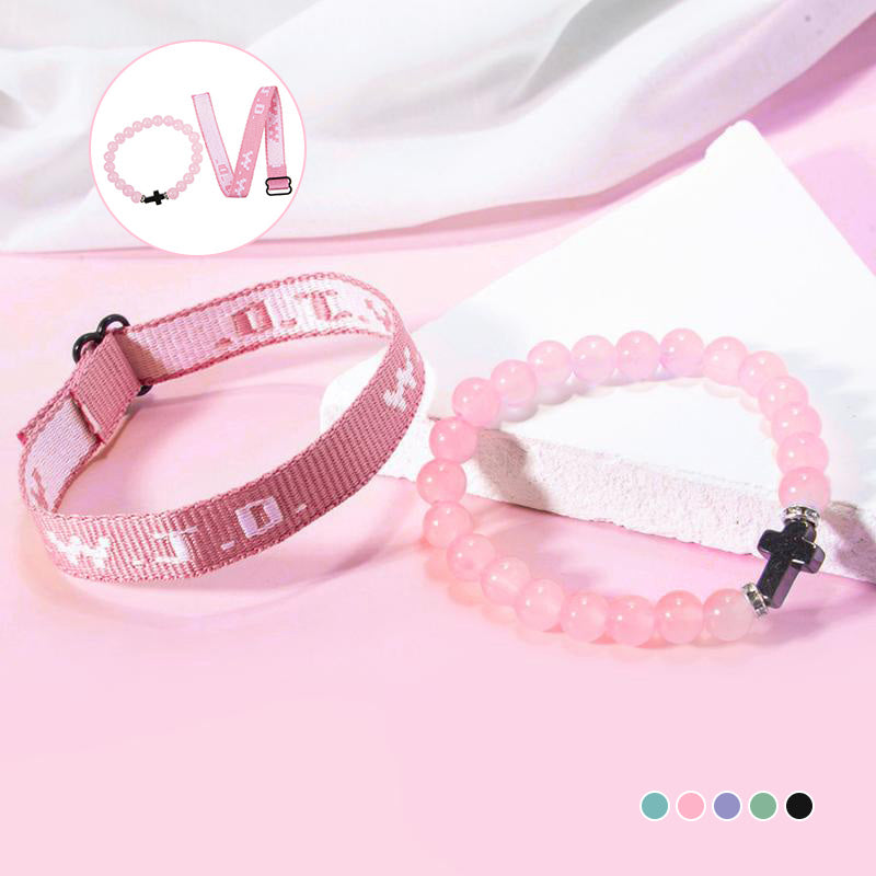 WWJD Cross Beaded Bracelet Set