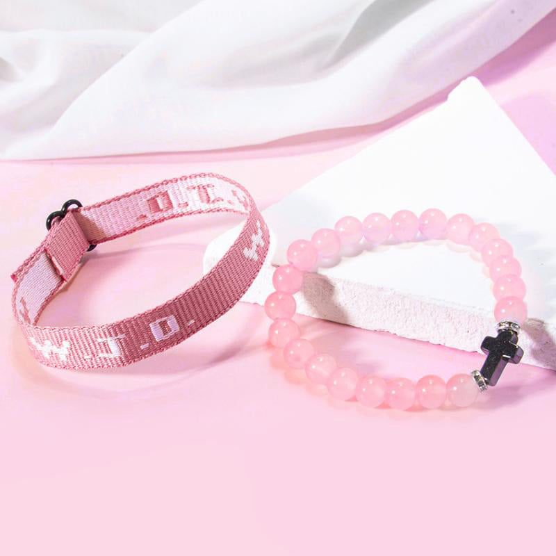 WWJD Cross Beaded Bracelet Set