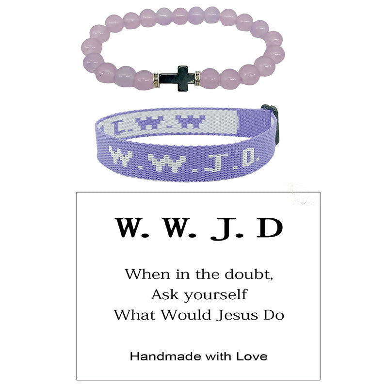 WWJD Cross Beaded Bracelet Set