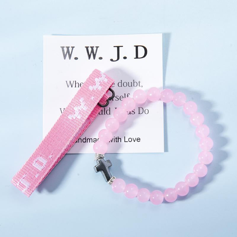 WWJD Cross Beaded Bracelet Set