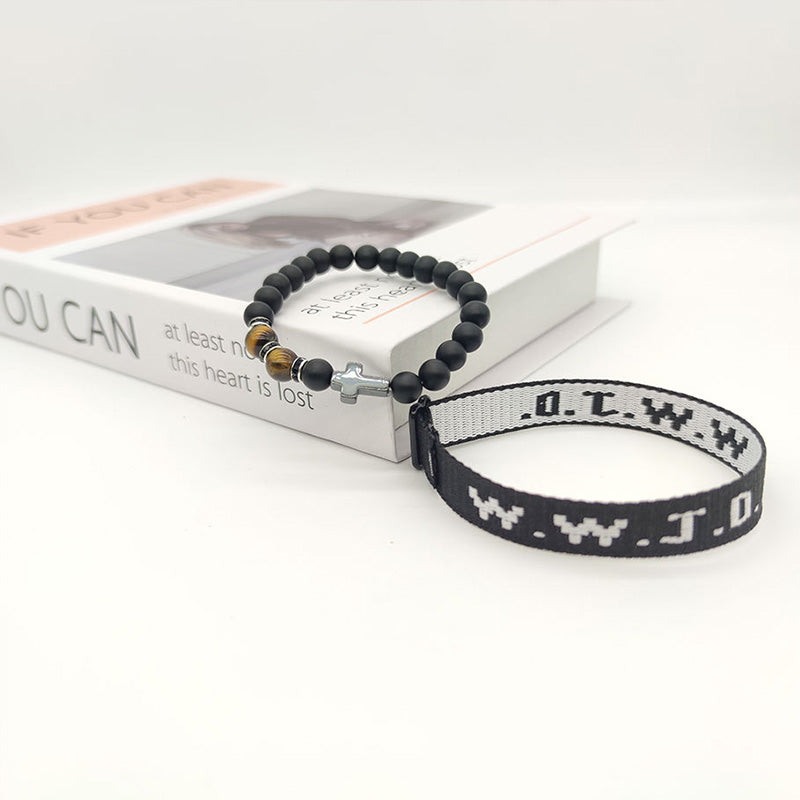 WWJD Cross Beaded Bracelet Set