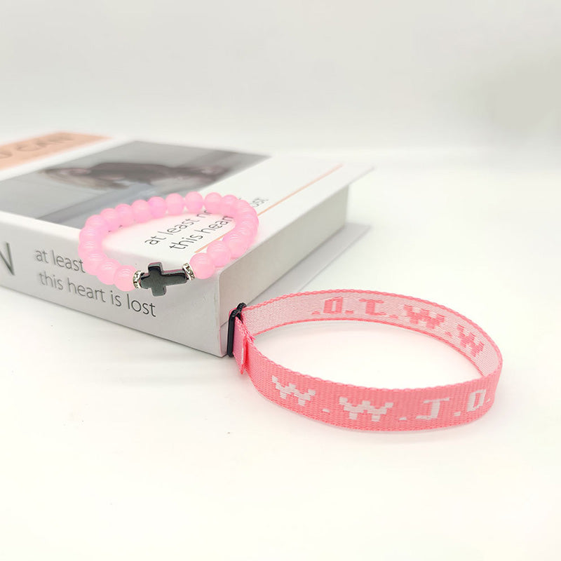 WWJD Cross Beaded Bracelet Set