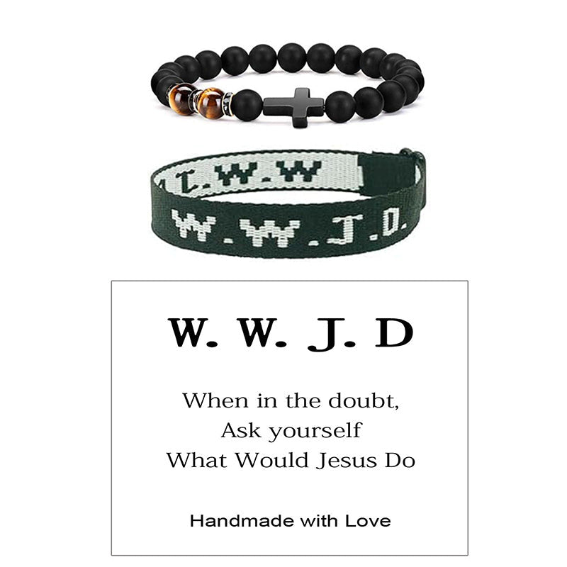 WWJD Cross Beaded Bracelet Set