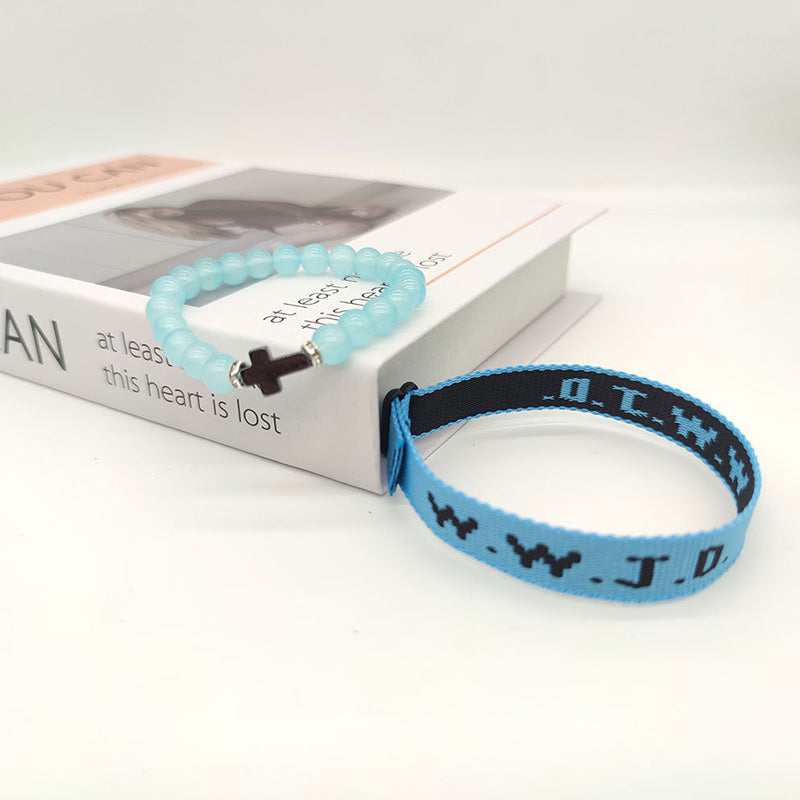 WWJD Cross Beaded Bracelet Set