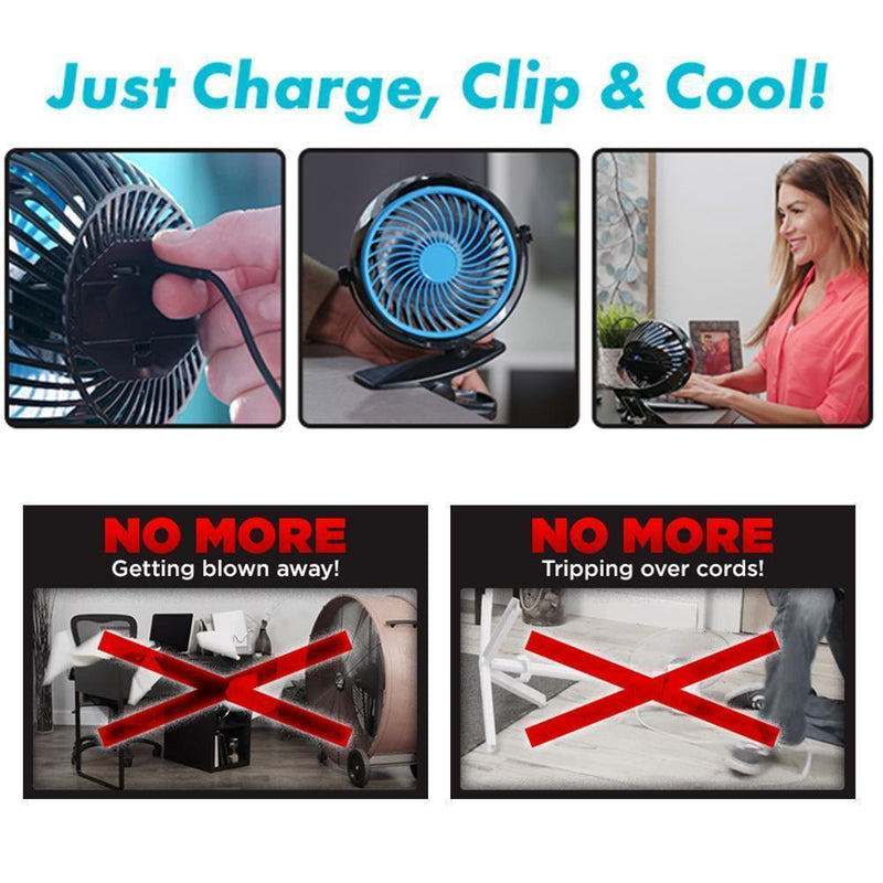 360° Portable, Rechargeable, Lithium Lon Fan